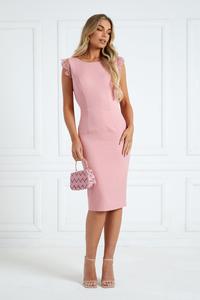 Simple Elegant Midi Ladies Pink V-backless Dress