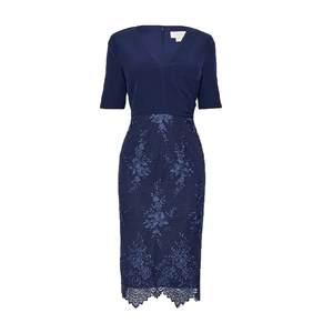 New Design High Quality Half Sleeve Lace MIDI Dress for Woman