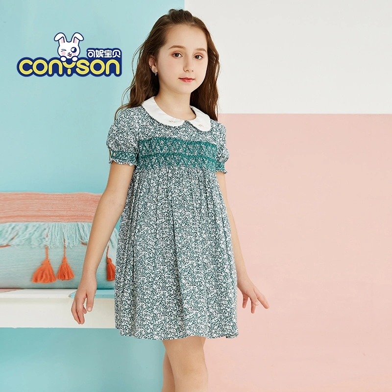 100-Cotton-High-Quality-Wholesale-Fashion-Boutique-Smocked-Cute-Peter-Pan-Collar-Short-Sleeve-Fl.jpg