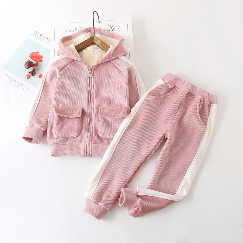 New Fashion Spring and Autumn Corduroy with Velvet Children′s Sports Two-Piece Suit