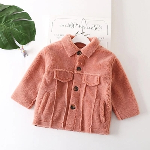 New Fashion Autumn Winter Turn-Down Collar Long Sleeve Worsted Jacket for Children