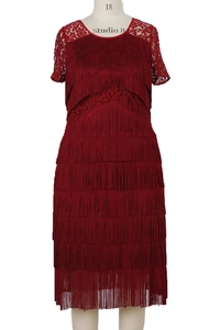 New High Fashion Plus Size Lace Tassels Party Dresses for Woman
