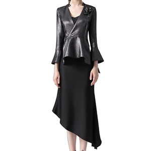 2021 Spring Autumn Designer Hot Popular Slim Slip Dress and Coat Two Piece Set for Women