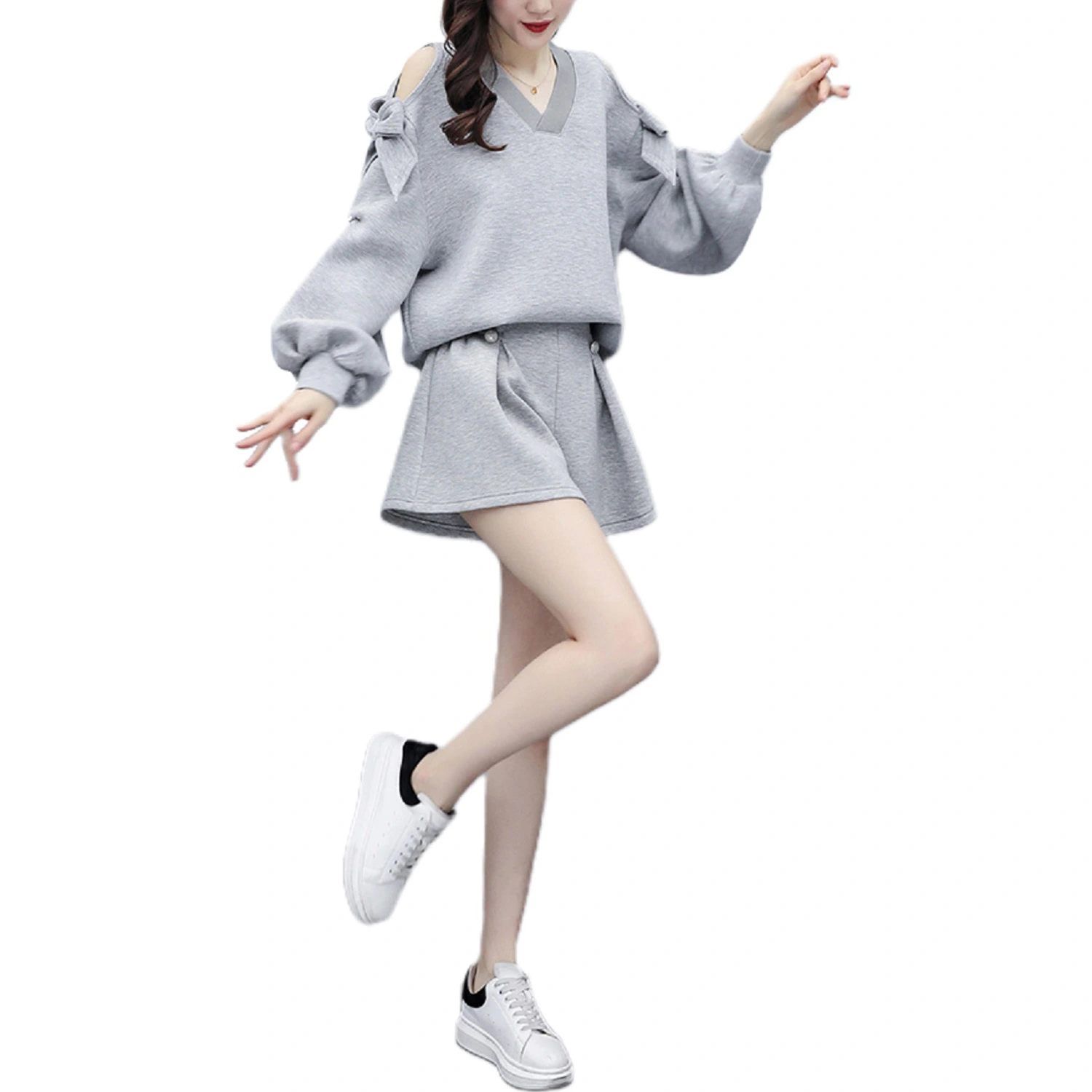 2020 Autumn New Style Korean Sweet Casual Hoodie Shorts Suit Two-Piece Pair