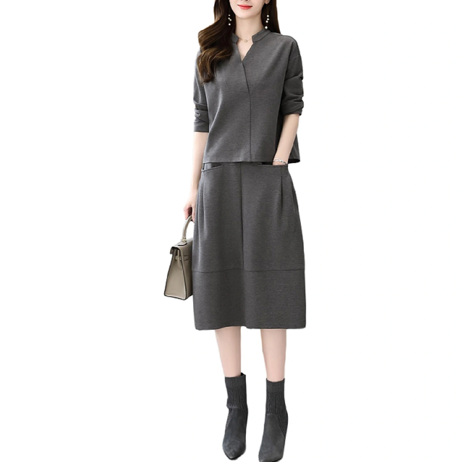 2020 New Autumn Korean Casual Loose Long Sleeve Overskirt Two-Piece Suit for Women