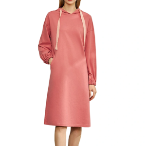 Spring 2021 New Casual Hooded Cotton MID-Length Loose Dress