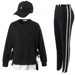 Spring and Autumn Casual Loose Long Sleeve Hoodie Sports Two Piece Set for Ladies