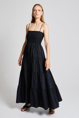 Smocked Bodice High Waistline Midi Dress