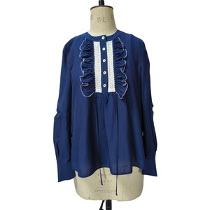 Navy Pleated Top for Ladies