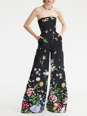 Sexy Strapless Floral Printing Women's Jumpsuit