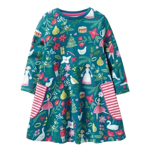 High Quality Spring and Autumn Cotton Cartoon Printed Dresses for Children