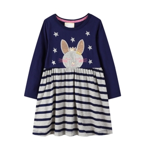 Wholesale High Quality Round Neck and Long Sleeve Embroidered Children′s Dress