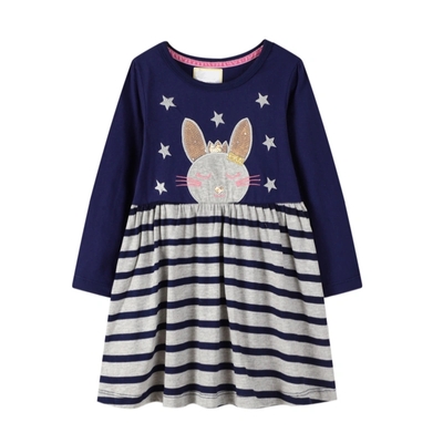 Wholesale High Quality Round Neck and Long Sleeve Embroidered Children′s Dress