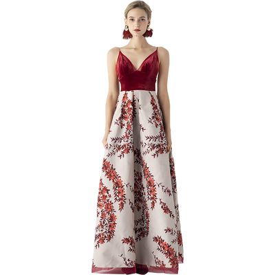 Classic Printed V-neck Sleeveless Maxi Dress