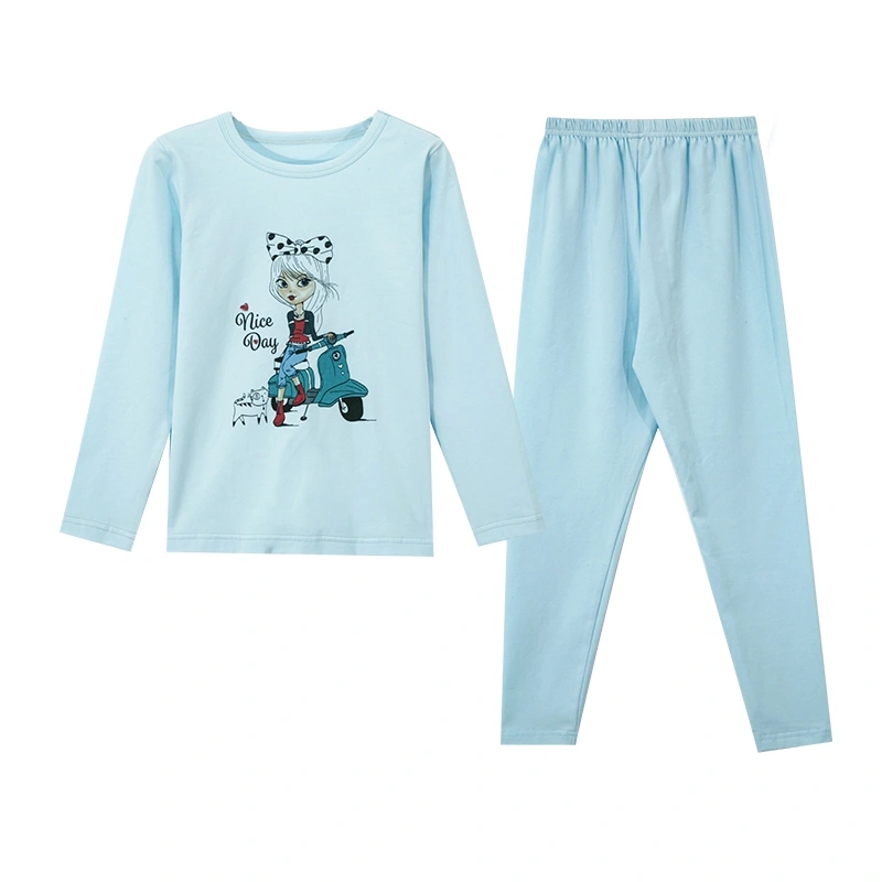 Jvariety of Cartoon Printing Long Sleeve Breathable Knitted Children′s Two - Piece Pajamas Suit