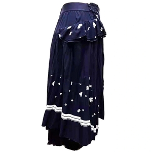 High Quality Casual Navy Base Contrast Color Embroidery Skirt for Lady