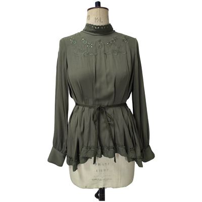 scallop edge neckline ruffled Top for Woman