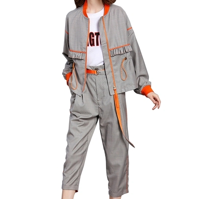 2020 Autumn New Style Fashion Trend Ninth Pants Long Sleeve Two Piece Set for Women