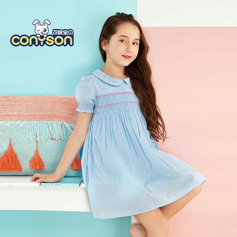 100-Cotton-High-Quality-Wholesale-Fashion-Boutique-Smocked-Cute-Peter-Pan-Collar-Short-Sleeve-Fl.jpg
