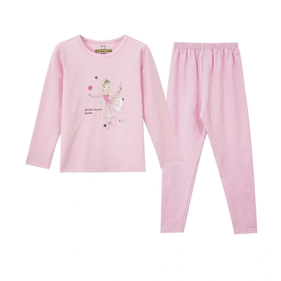 High Quality Cotton Cartoon Printed Long Sleeve Round Neck Underwear Set for Girls