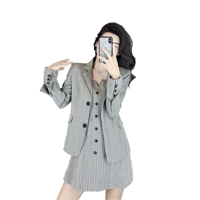 2021 Fashion Trend Sweet Sexy Slip Dress and Tailored Suit Two Piece Set for Women