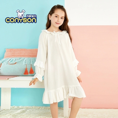 Solid Color Children Dresses Round Collar Loose Girls Casual Dresses Round Collar Loose Girls Casual
