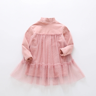 Good Quality Girl Knitted Cotton Long Sleece Dress for Spring and Autumn