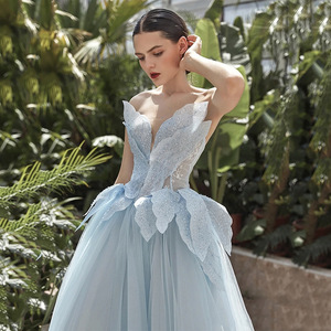 Sky Blue starry beaded evening dress