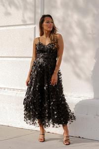New halter Mesh Butterfly Sleeveless Midi dress