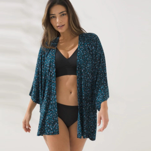New Fashion Knitted Printed Batwing Sleeve Long Casual Night-Robe