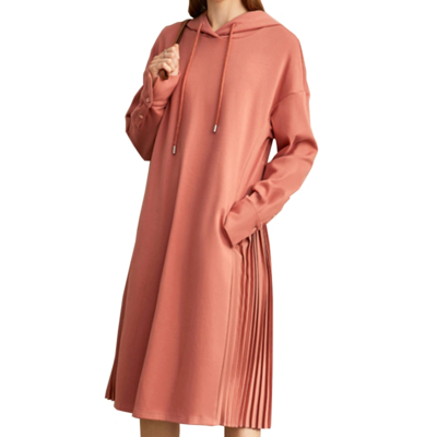 2021 Autumn Hooded Knit Outfit New Organ Fold in The Long Dress