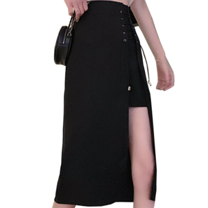 Spring Autumn New Design High Fashion Black Knee Length Skirt for Lady