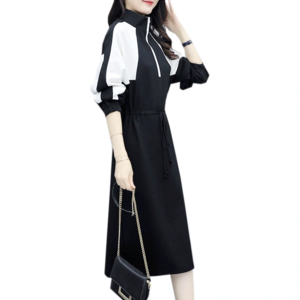 2020 Spring and Autumn New Design Fashion Casual Knit Loose Long Sleeve Dress for Women