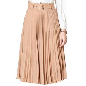 Spring Autumn Hot Popular Pleated Casual Knee-Length Skirt for Lady
