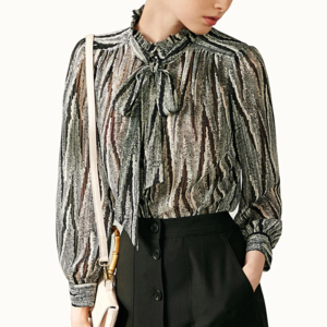 Stripe Printed Long Sleeve Office Daily Popular Blouse for Ladies