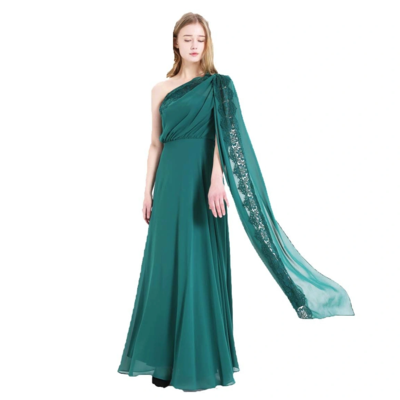 2020 New Arrivals One Shoulder Chiffon Lace Party Dress for Woman