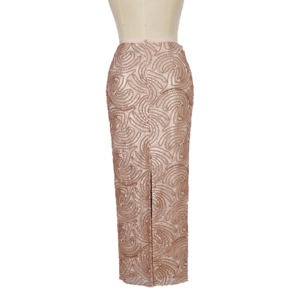 New Lurex and Sequins Embroidery Slim Pencil Maxi Skirt for Woman