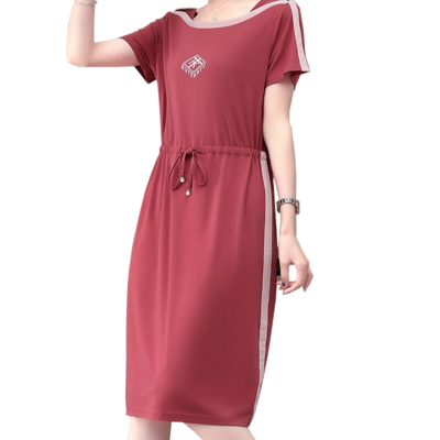 Women′s Summer Trend Short Sleeve T-Shirts Over The Knee A-Line Dress