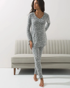 New Fashion Long Sleeves Autumn Leopard Print Two Piece Home Casual Wear Homewear
